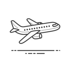 Vector illustration of an airplane in flight. Isolated stock image perfect for aviation-related designs, travel projects, transportation themes, or airline and tourism graphics.