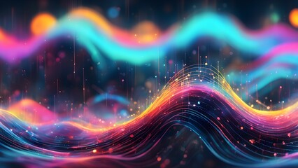 Obraz premium A colorful wave with a lot of sparkles and dots