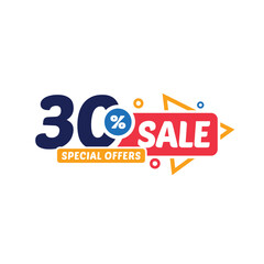 30% Discount Sale Special Offer Vector Template Design Illustration