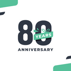 80 Years Fun Number Anniversary Design Illustration Collection