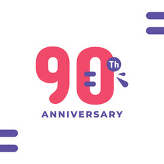 90 Th Fun Number Anniversary Design Illustration Collection