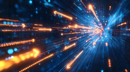 Fototapeta premium Abstract Digital Tunnel with Glowing Arrows