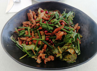 Salad with fried duck
