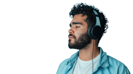 PNG Image of A handsome man wearing a headphone