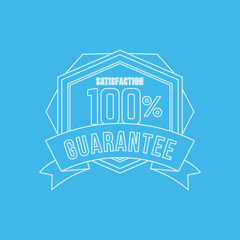 100% Guarantee Badge Vector Design Collection Blue Line