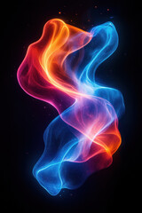 Versus background,  Two neon energy waves, one blue and one red, colliding mid-air, generating a colorful burst of light on a black background, symbolizing conflict and harmony