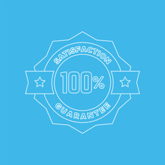 100% Guarantee Badge Vector Design Collection Blue Line