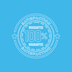 100% Guarantee Badge Vector Design Collection Blue Line