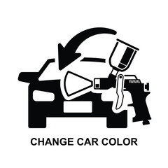 Change car color icon. Car color replacement isolated on background vector illustration.
