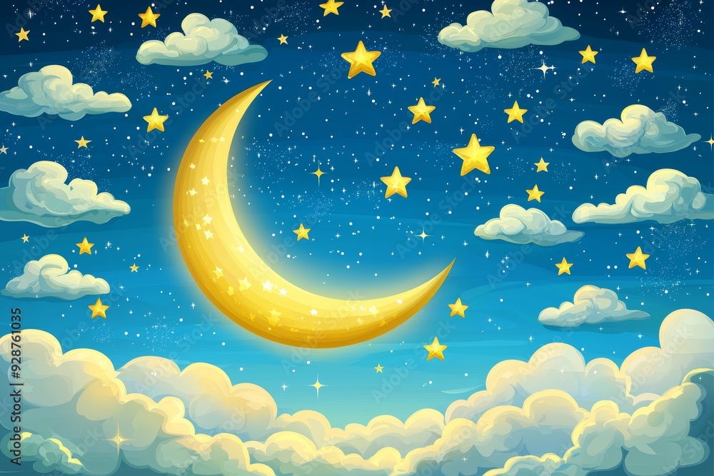 Canvas Prints an abstract fantasy crescent above the clouds.