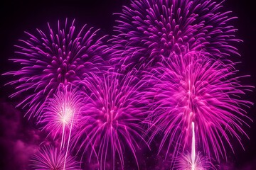 Pink and Purple Fireworks Display for New Year Celebration 2025 with Festive Explosions.