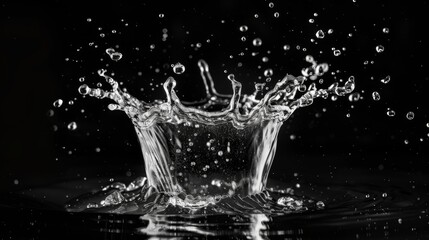 Water splash on dark background. Illustration generated by ai