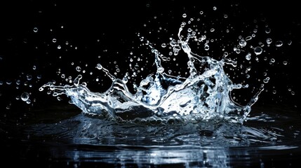 Water splash on dark background. Illustration generated by ai