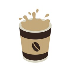 cup of coffee illustration with coffee splash