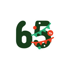 65 Years Anniversary Number Fun Design Vector Template Illustration