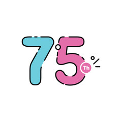 75 Years Anniversary Number Fun Design Vector Template Illustration