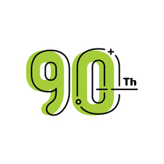 90 Th Anniversary Number Fun Design Vector Template Illustration
