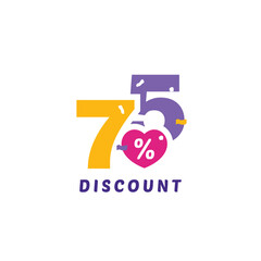 75% Discount Sale Label Vector Template Design Illustration