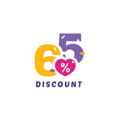 65% Discount Sale Label Vector Template Design Illustration