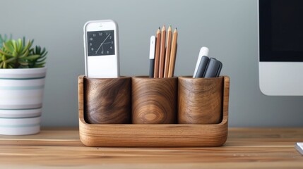 Meticulously Arranged Desktop Organizers with Compartments Ensuring a Clutter Free and Efficient Workspace Environment