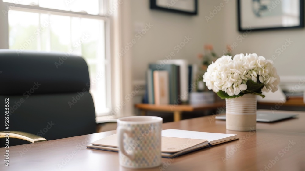 Poster adding personalized touches to enhance your office decor with depth of field creating a stylish and 