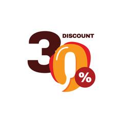 30% Discount Sale Label Vector Template Design Illustration