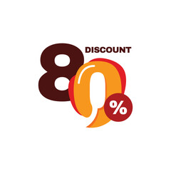 80% Discount Sale Label Vector Template Design Illustration