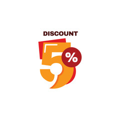 5% Discount Sale Label Vector Template Design Illustration