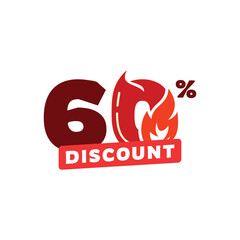 60% Discount Sale Label Vector Template Design Illustration