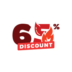 65% Discount Sale Label Vector Template Design Illustration