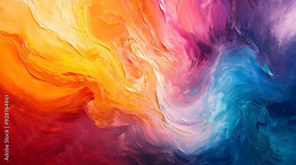 Poster vibrant abstract painting depicting the feeling of accomplishment with bright color scheme the artwo
