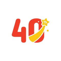 40 Years Anniversary Number Fun Design Vector Template Illustration