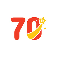 70 Years Anniversary Number Fun Design Vector Template Illustration