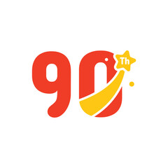 90 Years Anniversary Number Fun Design Vector Template Illustration