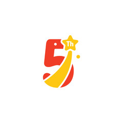 5 Years Anniversary Number Fun Design Vector Template Illustration
