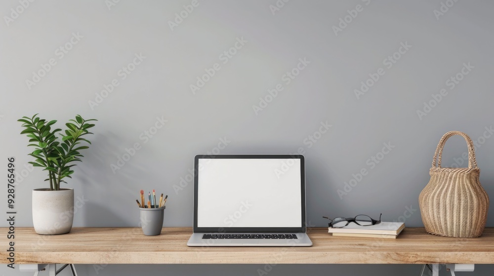 Poster workspace with modern design and deep depth of field a beautifully designed minimalist and contempor