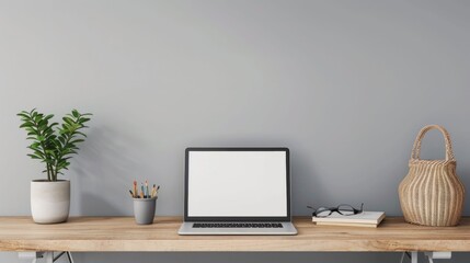 Workspace with Modern Design and Deep Depth of Field  A beautifully designed minimalist and contemporary office space that promotes productivity and creativity