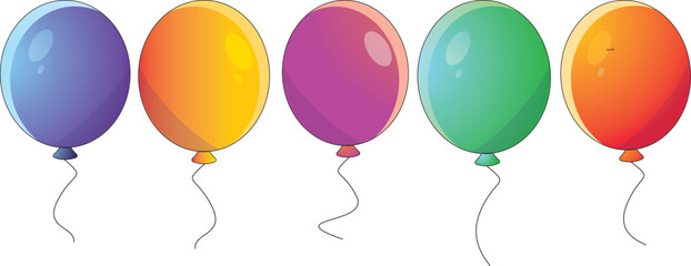 Colorful Balloons isolated on white Background. Children party, celebration.