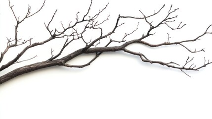 Bare Branch of a Tree Isolated on White Background