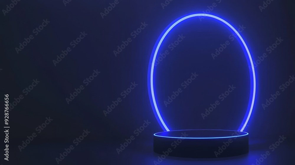 Poster magic circle teleport podium enhanced with holograms. abstract high-tech technology with generative 