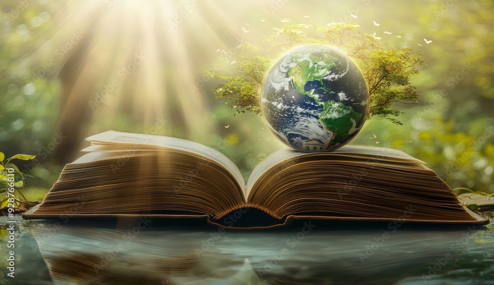 Aufkleber an insider's view of the fantasy world inside the book. concept of reading books as a way to create 