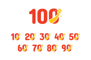 Years Anniversary Number Set Fun Design Vector Template Illustration