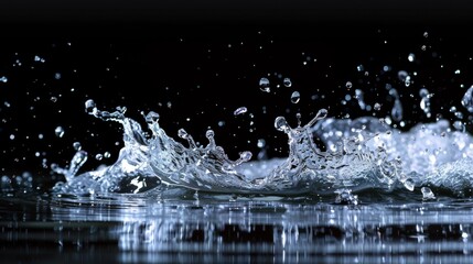 Water splash on dark background. Illustration generated by ai