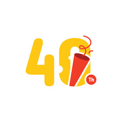 40 Years Anniversary Number Fun Design Vector Template Illustration