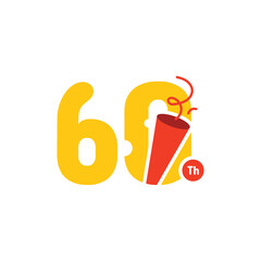 60 Years Anniversary Number Fun Design Vector Template Illustration