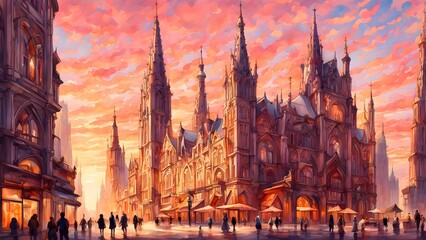 Fototapeta premium an architecturally intricate building watercolor style