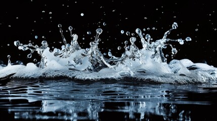 Water splash on dark background. Illustration generated by ai