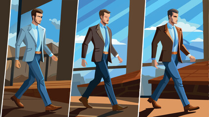 Obraz premium Businessman smartly walking character illustration