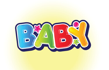 Baby colorful text logo or label vector template