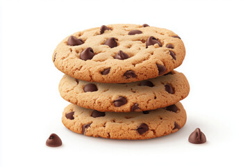 Delicious chocolate chip cookies stacked perfectly, ideal for dessert lovers and food photography.